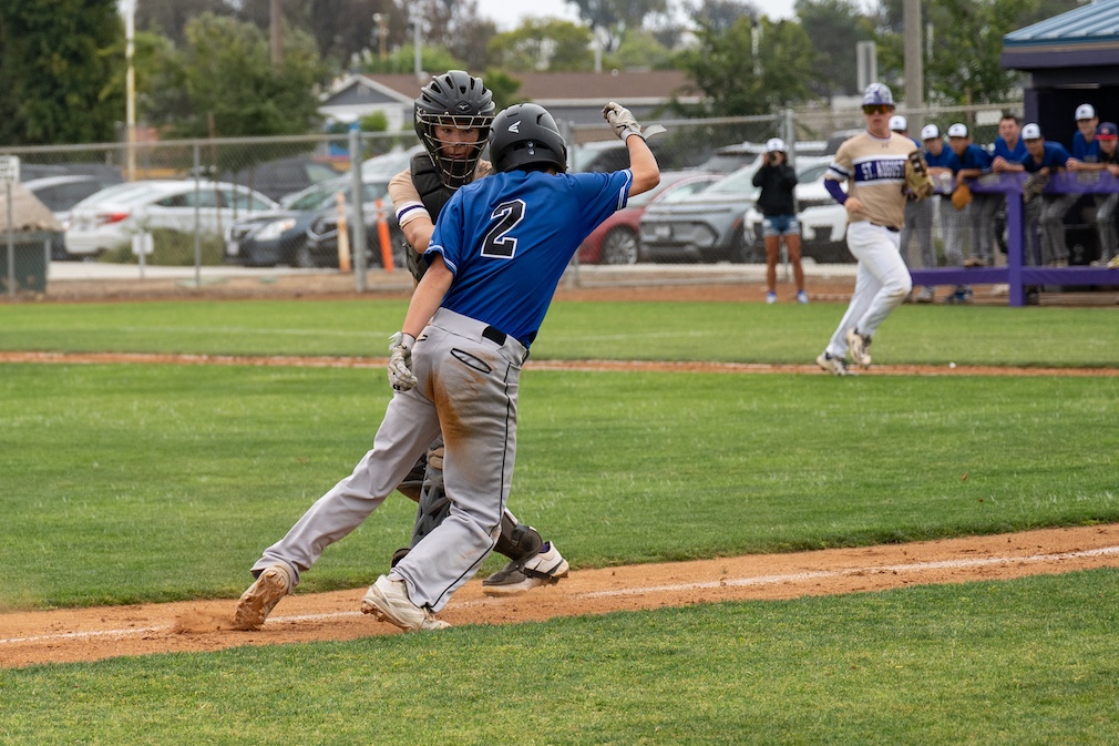 Baseball player in game action